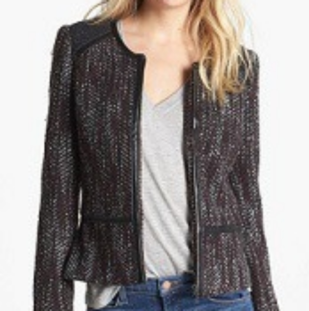 Hinge Black Purple Tweed Jacket Size XS